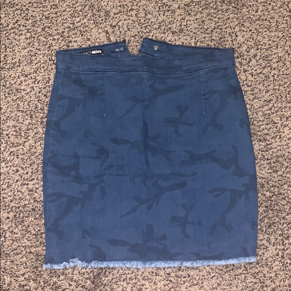 Fashion nova camo jean skirt